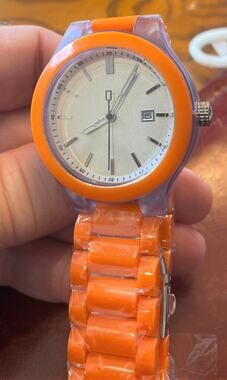 Unisex silver Tone and Orange 42mm  Shhors Watch, New
